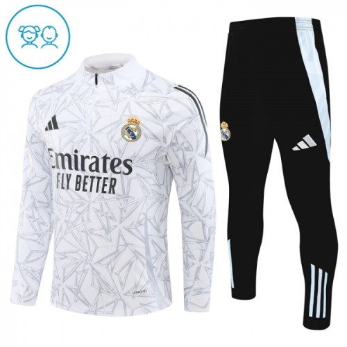 Real Madrid Sweat d'Entraînement Quarter-Zip 2024-25 Blanche Enfant Real Madrid Sweat d'Entraînement Quarter-Zip 2024-25 Blanche Enfant